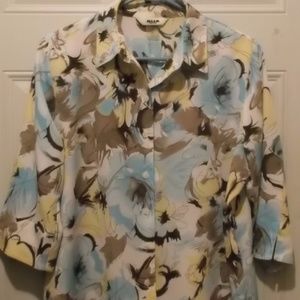 Blue Brown & Yellow blouse